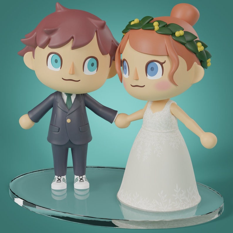 Custom stylized wedding cake topper model